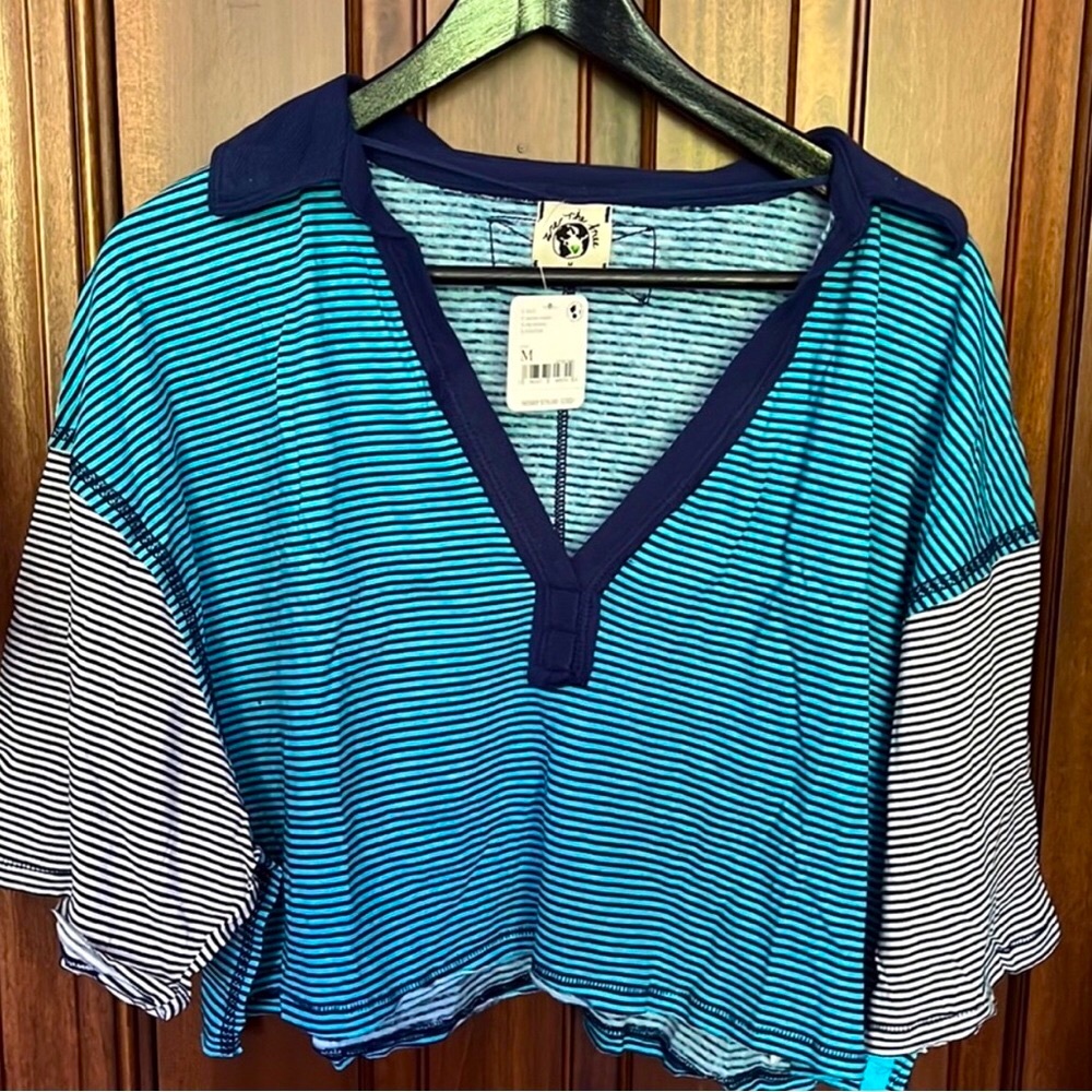 NWT Free People On A Boat Boxy Crop Polo